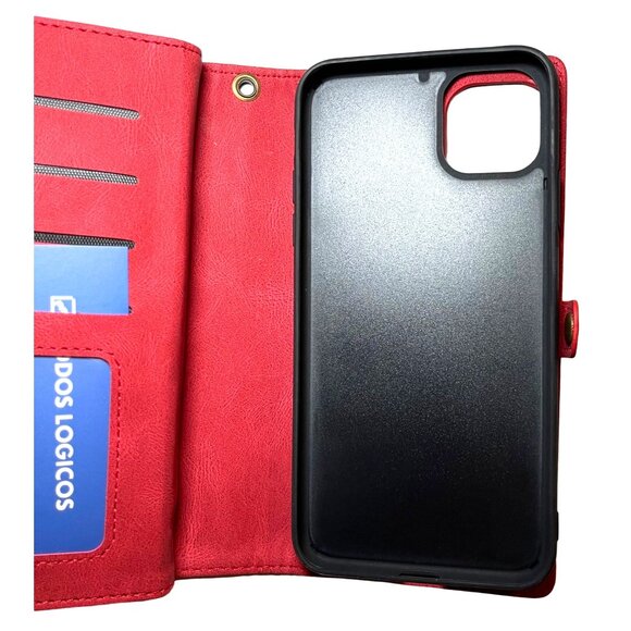 Wallet Phone Case iPhone 11 Pro Max Modos Logicos Case Wrist Strap Red Leather - Picture 9 of 16